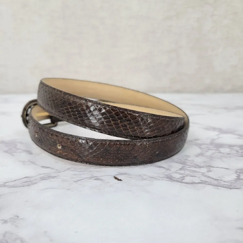 Serpi Vintage Brown Snakeskin Belt Slender Slim Sleek